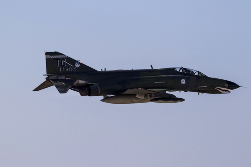 Airplane F-4 Phantom jet fighter flying at 2016 Miramar Air Show in San Diego