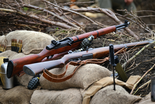 The Lee Enfield is a bolt-action, magazine-fed repeating rifle that served as the main firearm of the military forces of the British Empire and Commonwealth during the first half of the 20th century. 