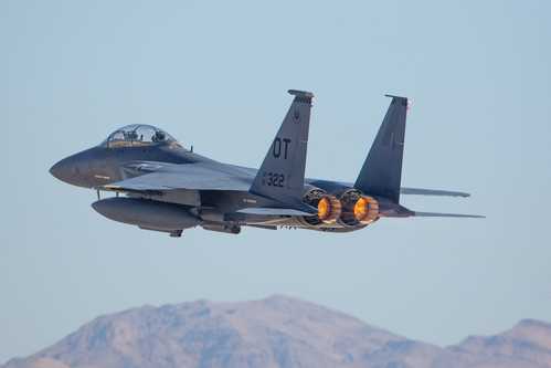 Las Vegas, United States - 15.11.2019 F-15 Strike Eagle during the Aviation Nation Airshow in Nellis Air Force Base in 15.11.2019 in Las Vegas, United States
