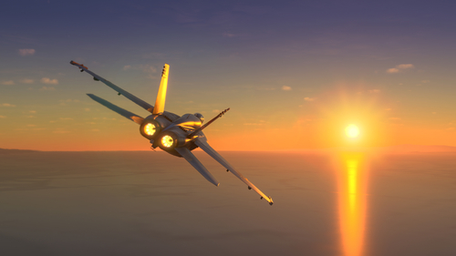 F-18 Maverick Top Gun aircraft flying over the sky.