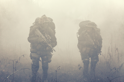 Group of soldiers in the smoke