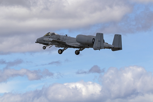 Airplane Heritage Flight A-10 Thunderbolt Wharthog jet fighter flying at the 2017 Los Angeles Air Show