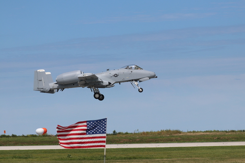 Cleveland, OH-USA August 31, 2019: Cleveland National Air Show featuring the U.S. Air Force A-10 Thunderbolt Tactical Demonstration.