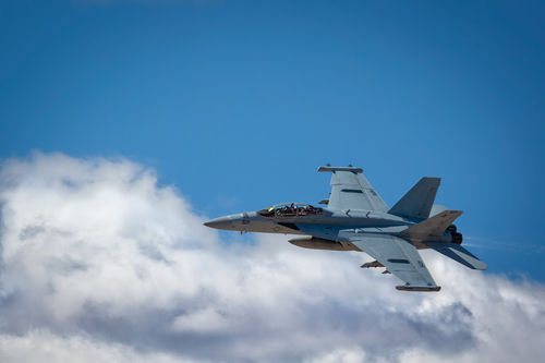 The EA-18G Growler in the skies over the 2023 Thunder and Lightning Over Arizona airshow in Tucson, Arizona.