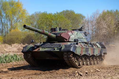 german leopard 1 a 5 tank drives on track