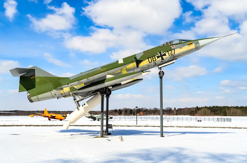 German Air Force Lockheed F-104 Starfighter on display in the Military History Museum in Berlin (Bundeswehr Military History Museum), Gatow. Berlin, Germany.