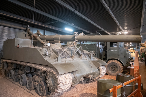 Duxford England May 2021 M40/43 american self propelled artillery from the vietnam war