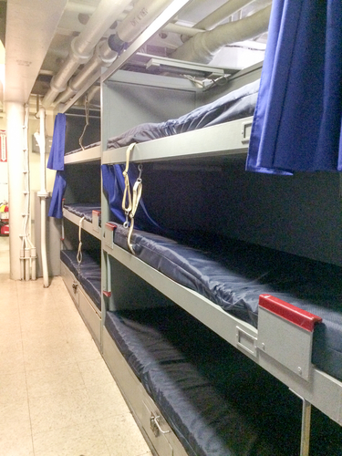 Bunk beds on board navy naval ship for war