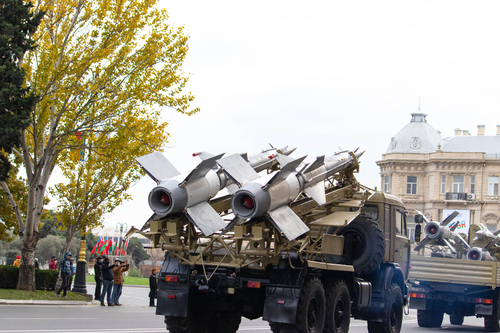 Anti aircraft air force missiles. Patriotism and remembrance. Victory day in Baku - Azerbaijan: 10 December 2020.