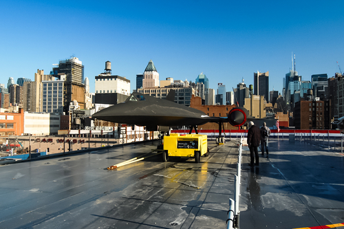 Lockheed A-12 (predecessor to SR-71 Blackbird) at the Intrepid Sea Air and Space museum in New York City. The A-12 was a reconnaissance aircraft built by Lockheed's Skunk Works based on the designs by Clarence "Kelly" Johnson.