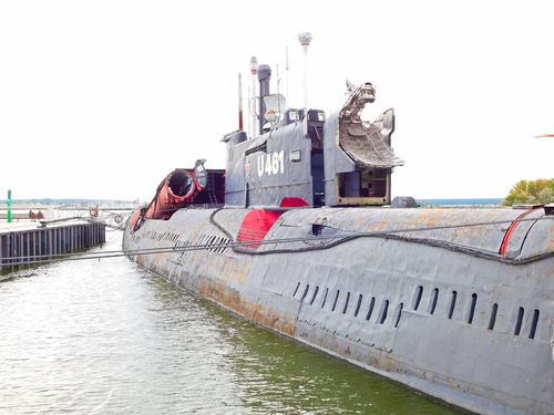 The discarded submarine in the port
