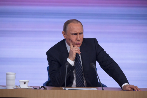 president of Russian Federation Putin Vladimir on the conference