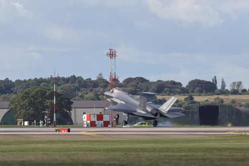 A USAF Lockheed Martin F-35 Lightning II lands RAF Lakenheath, Lakenheath, United Kingdom, 3rd October 202