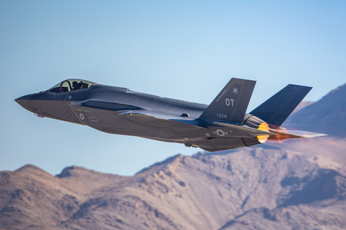 Las Vegas, United States - 15.11.2019 F-35 Lightning II flight during the Aviation Nation Airshow in Nellis Air Force Base in 15.11.2019 in Las Vegas, United States