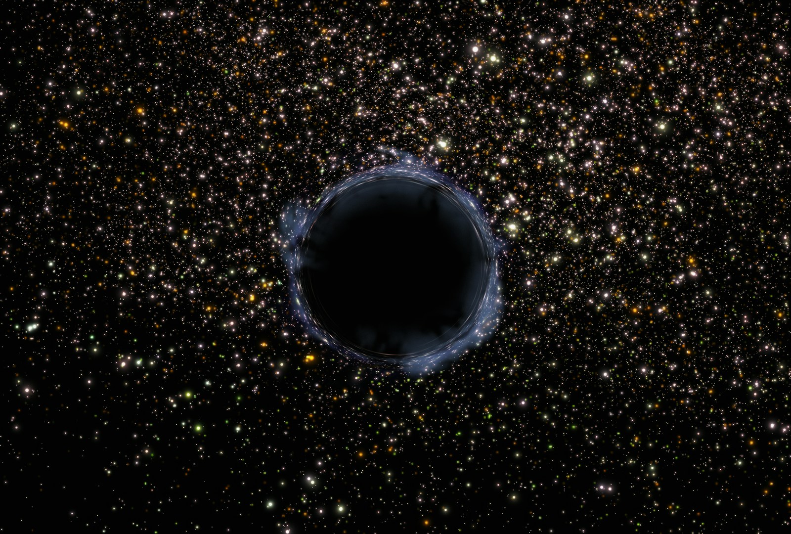 a black hole in the middle of a star filled sky