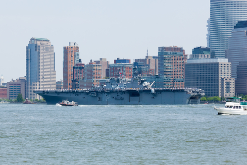 USS Bataan on the Hudson River