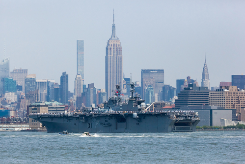 USS Bataan on the Hudson River